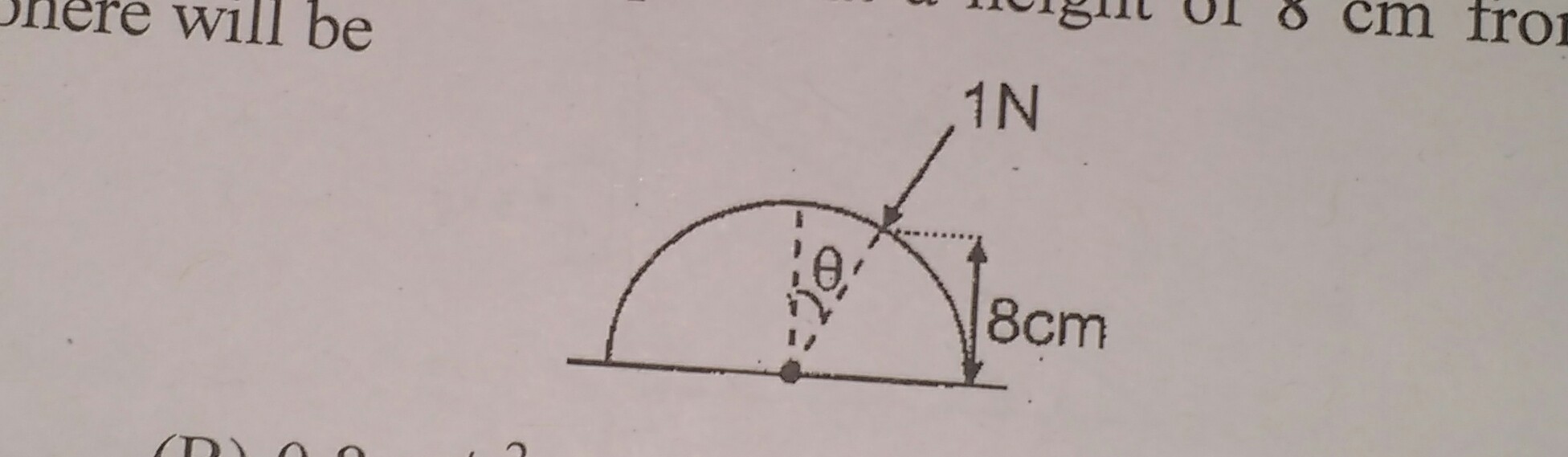 Question image for A hemisphere of 1kg mass and 10cm radius is lying